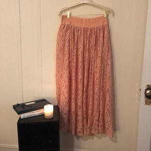 Blush Lace Full Maxi Skirt